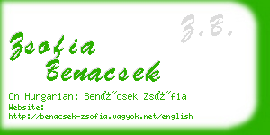 zsofia benacsek business card